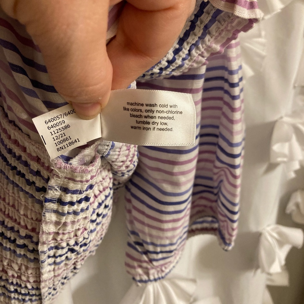 NWT Lane Bryant smocked 3/4 stripe top size 20. Purple blue white. - Picture 12 of 13